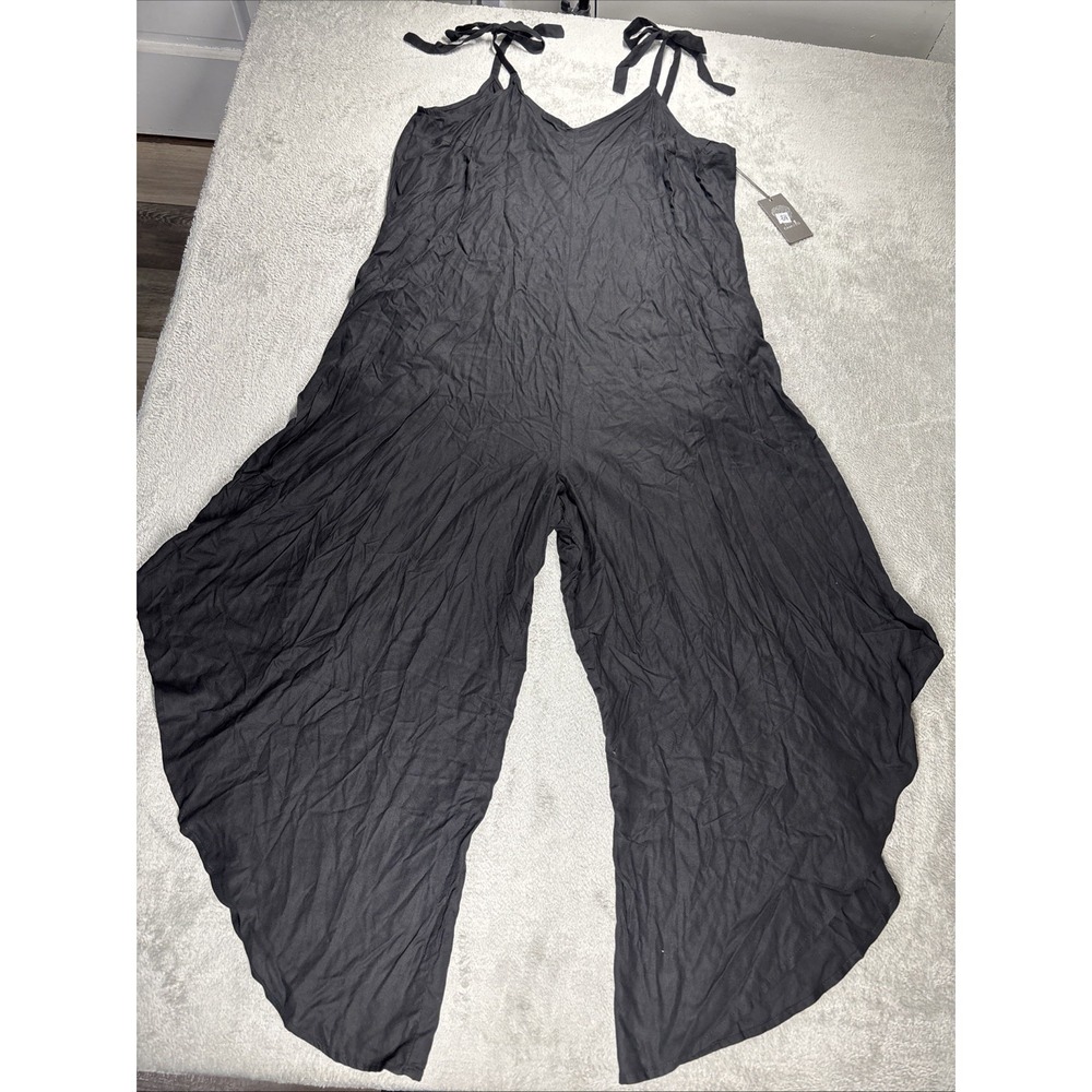 VINCE CAMUTO Women's Tie Strap Black Wide Leg Pants Bodysuit Size Large New‎